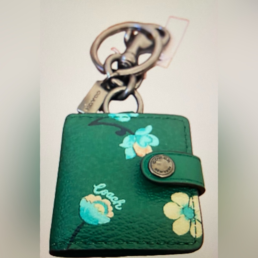 COACH C8234 Mystical Floral Picture Frame Bag Charm/Key Fob in Green